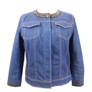 Focus 2000 Womens Large Dark Wash Blue Jean Jacket
